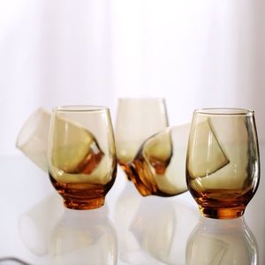 Vintage Amber Libbey Tempo Glasses